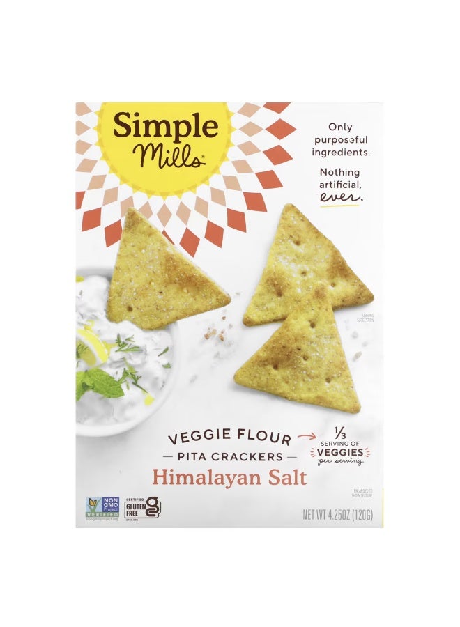 Simple Mills, Veggie Flour Pita Crackers, Himalayan Salt, 4.25 oz (120 g)